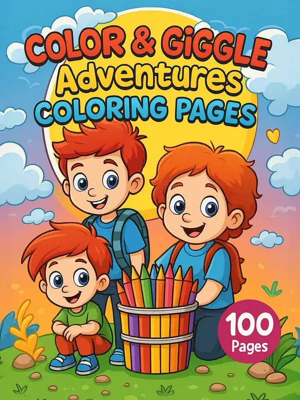 Color & Giggle Adventures - 100 Kids Coloring Pages printable coloring book cover