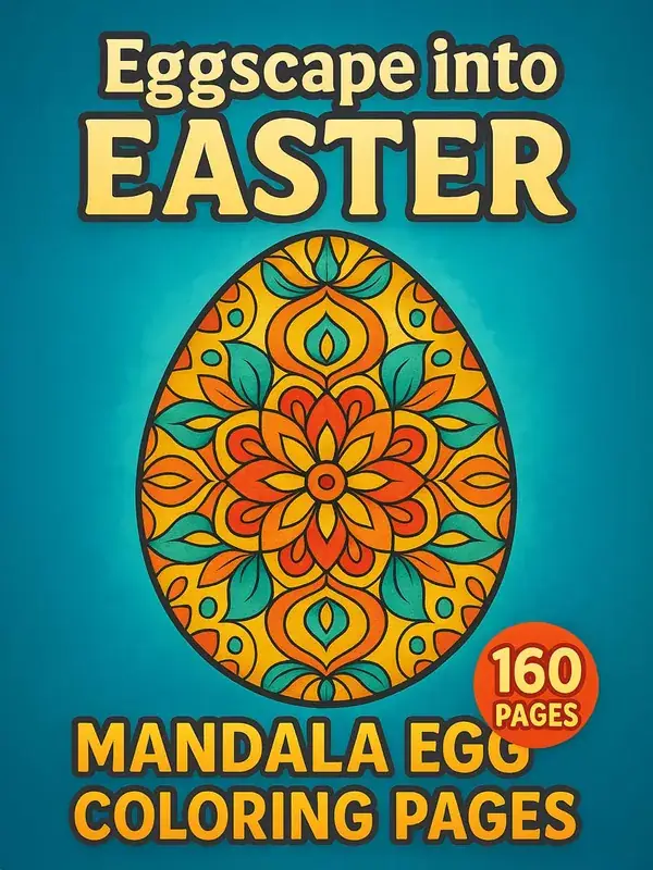 Eggscape into Easter – 160 Mandala Easter Egg Pages printable coloring book cover
