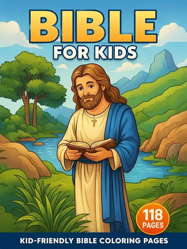 Bible for Kids – 118 Kid-Friendly Bible Story Pages printable coloring book cover