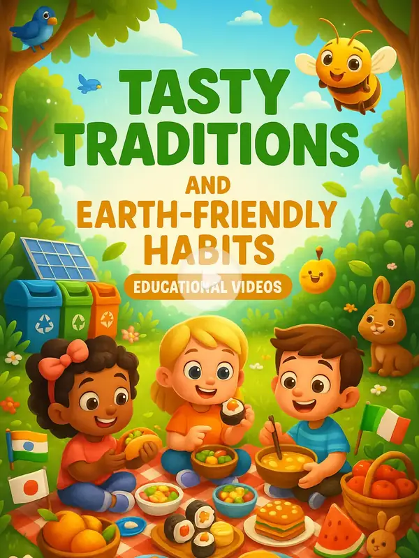 Tasty Traditions and Earth-Friendly Habits - Educational Videos for One Dollar — free printable coloring book cover