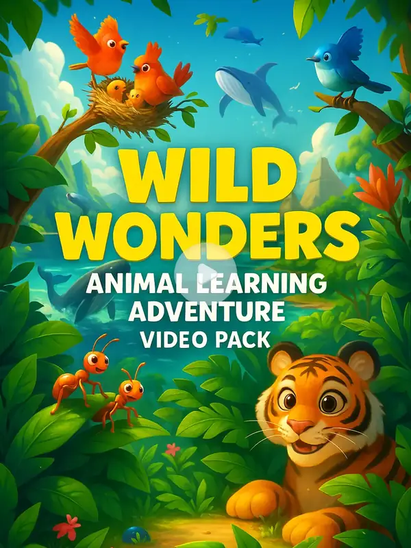 Wild Wonders Animal Learning Adventure Video Pack for One Dollar — free printable coloring book cover