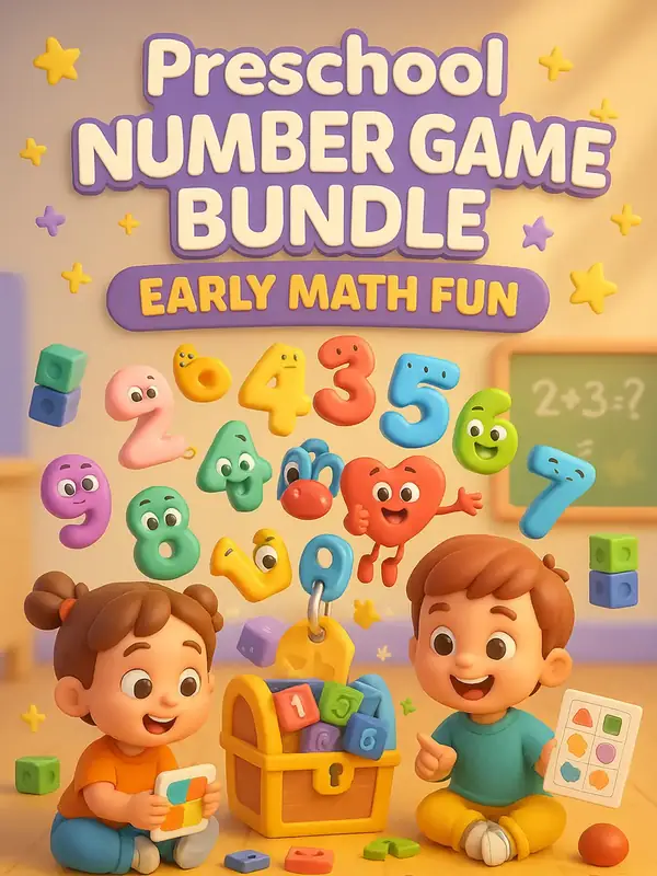 Preschool Number Game Bundle – 1170 Pages of Early Math Fun printable coloring book cover