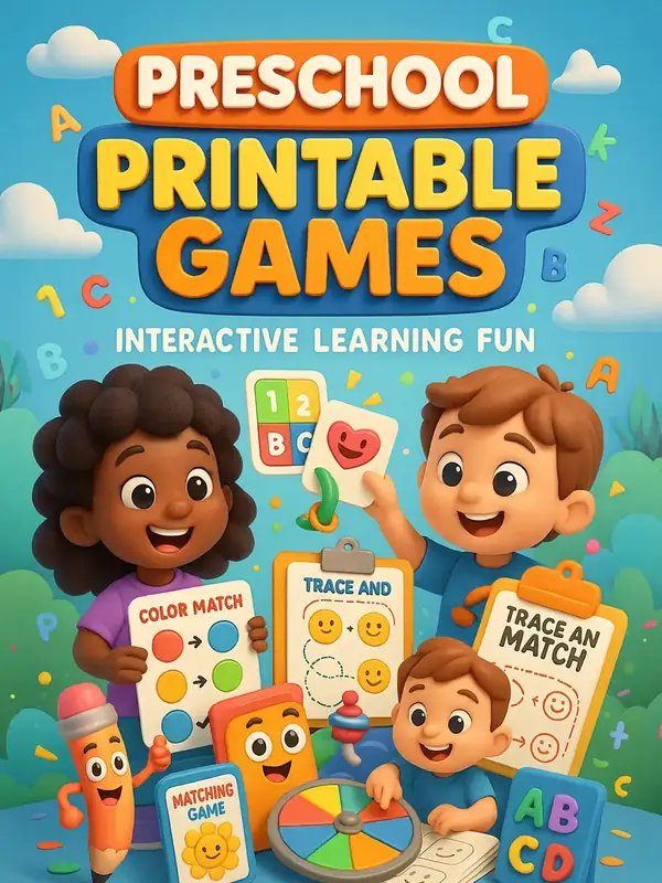 Preschool Printable Games – 880 Pages of Interactive Learning Fun printable coloring book cover